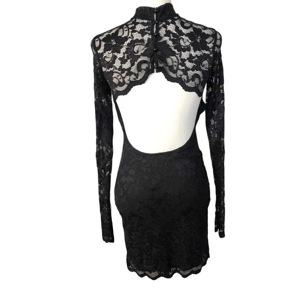VTG Arden B Y2K Fairy Whimsigoth Cut Out Back Lace Mock Neck Party Dress NWT S - Picture 6 of 14